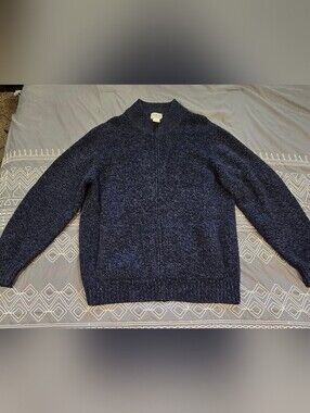 L.L. Bean Men's Lambswool Sweater Zip Cardigan Size Large